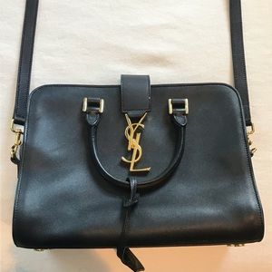 Black YSL crossbody bag with gold hardware
